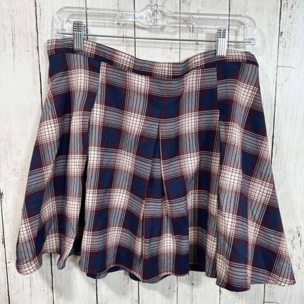 SO Goods For Life Junior's Blue Red Plaid‎ Mini Skirt Preppy Grunge Size 17